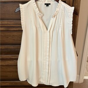 Ann Taylor Cream Ruffle Blouse